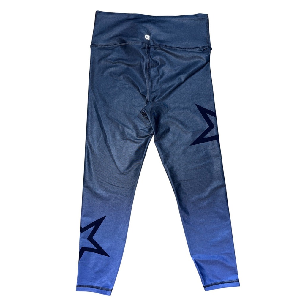 GapFit Blackout‎ Technology Blue Flocked Star Print Leggings Activewear - Picture 3 of 4